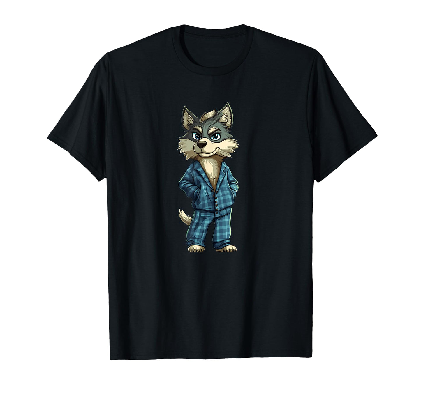 Funny Dreamy Wolf in Pajama Outfit for Sleepy Boys and Girls T-Shirt