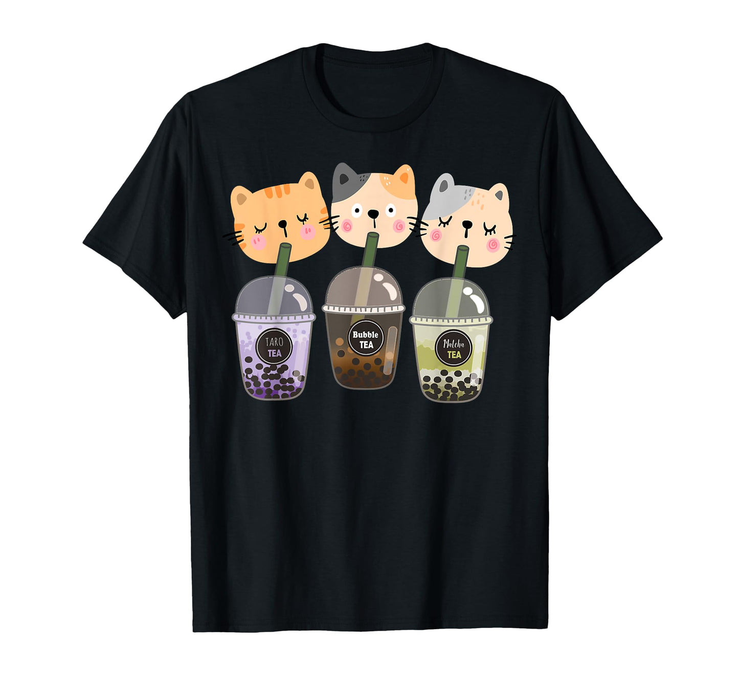 Boba Cat Drinking Boba Kitten Kawaii Japanese Kitty T-Shirt