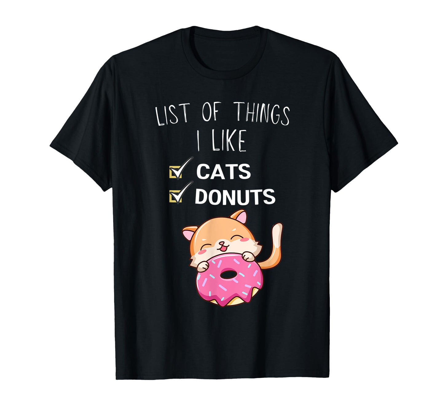 Cute Kawaii Cat List Of Things I Like Donuts Lover T-Shirt