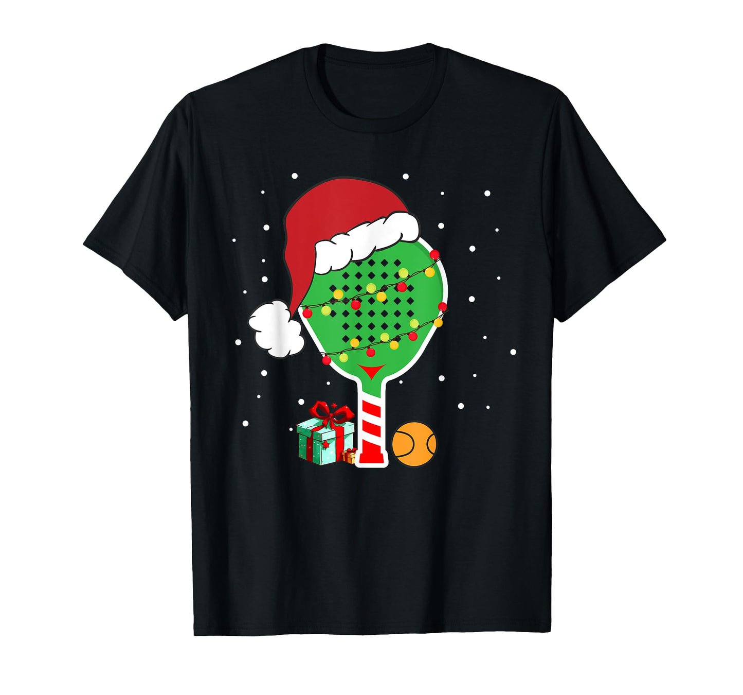 Padel Paddle Tennis Racquet Ball Christmas Santa Hat Funny T-Shirt