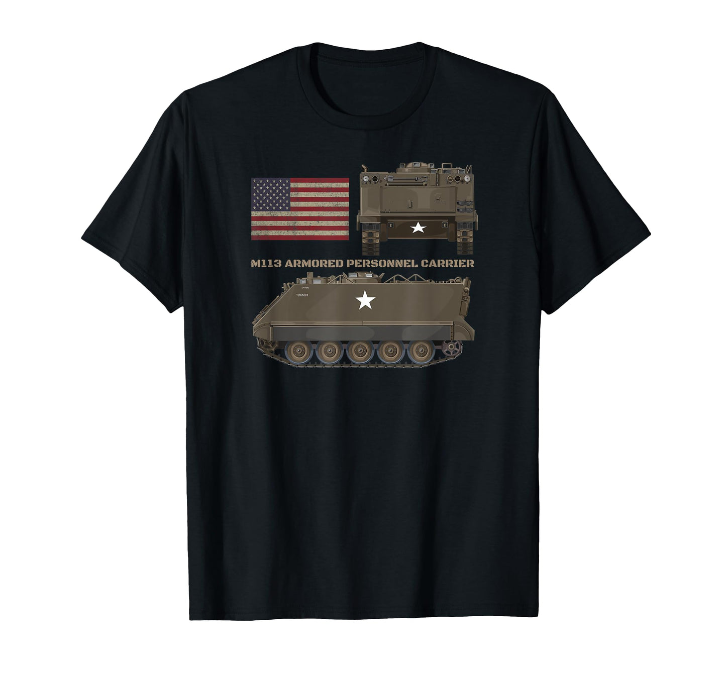 M113 Armored Personnel Carrier Patriotic American Flag Women Kids Men T-Shirt