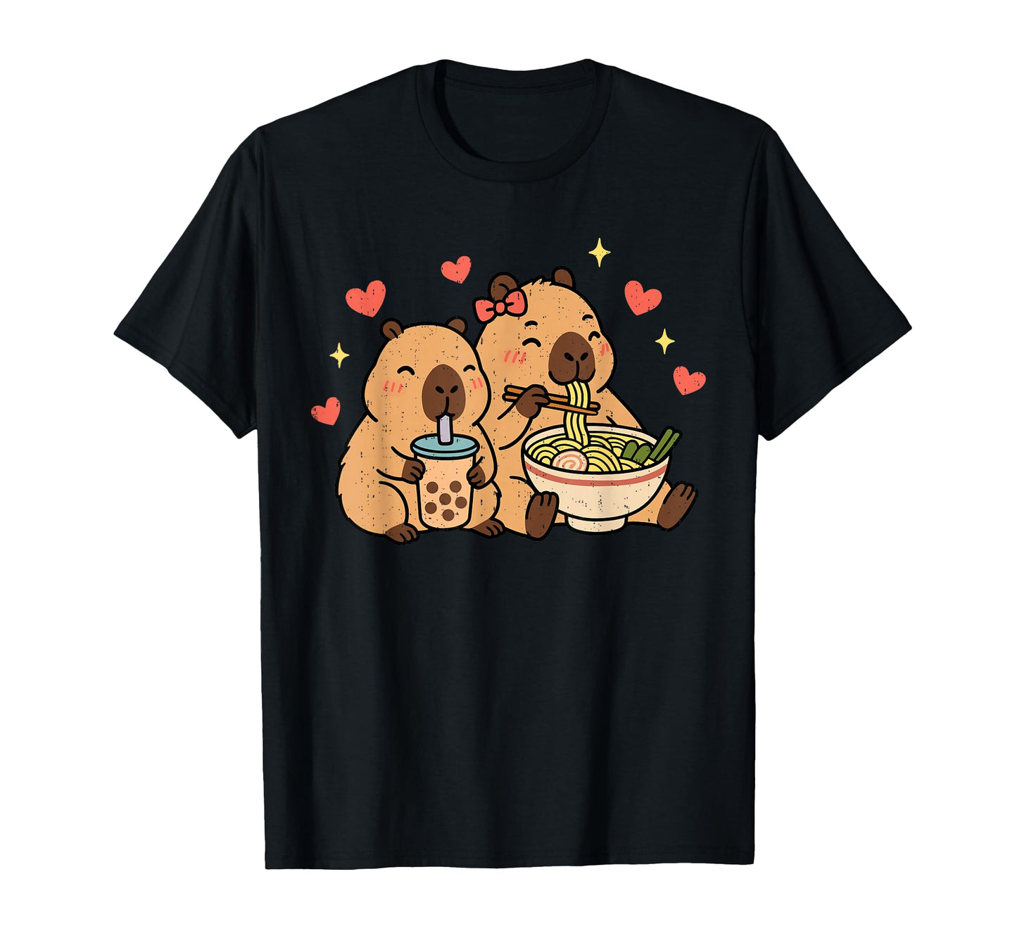 Capybara Ramen Kawaii Anime Drinking Bubble Tea Capy Lover T-Shirt