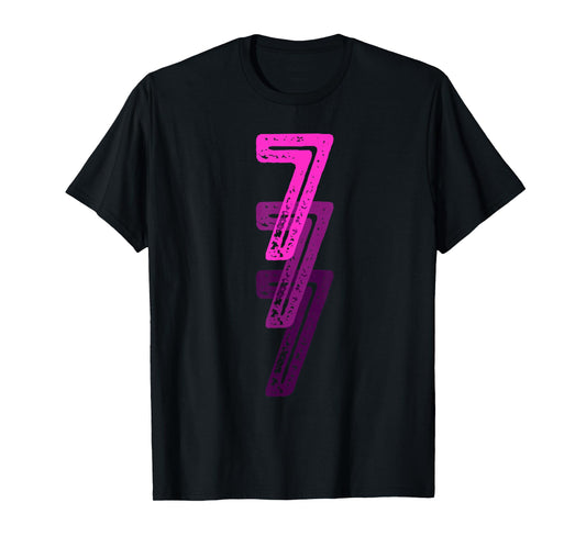 Number 7 Pink Best Classic College Style Birthday Funny T-Shirt