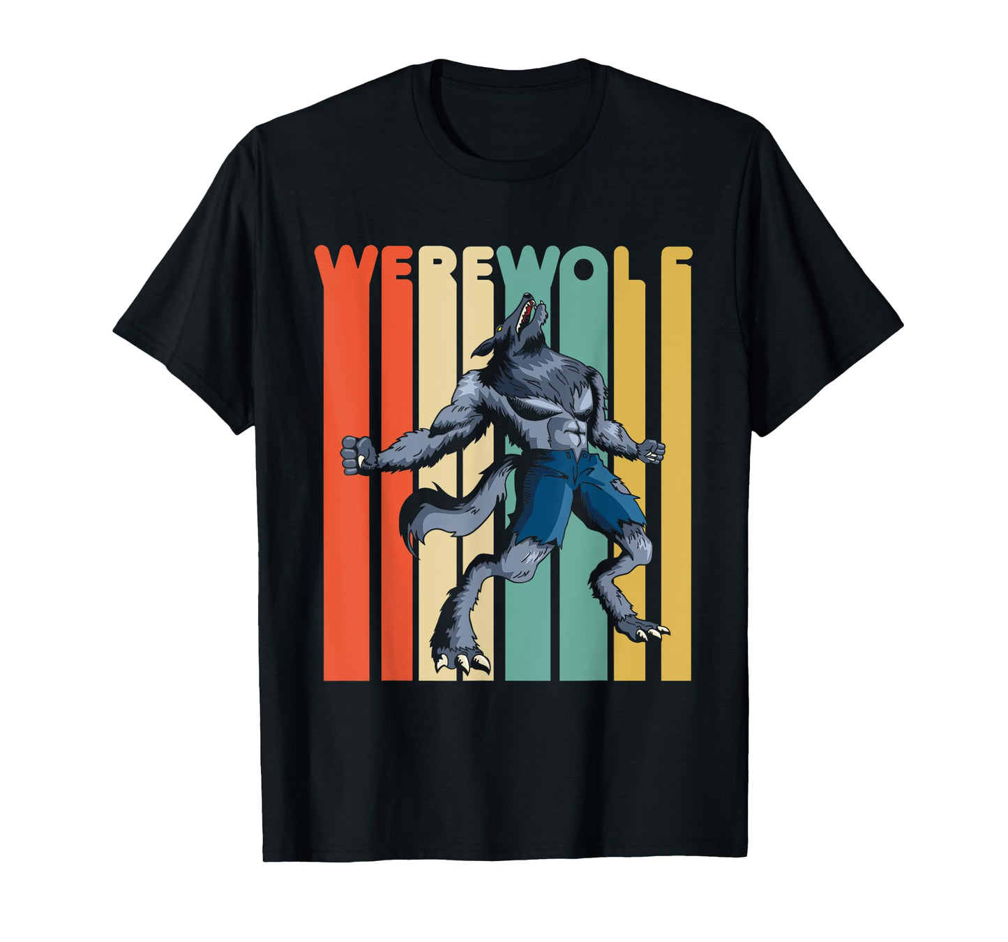 Vintage Style Werewolf Retro Halloween Design T-Shirt