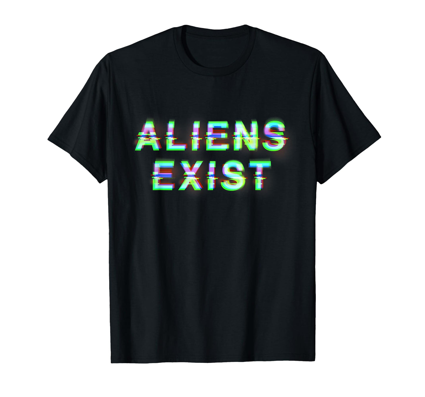 Aliens Exist Vaporwave Glitch Style UFO Alien Abduction T-Shirt