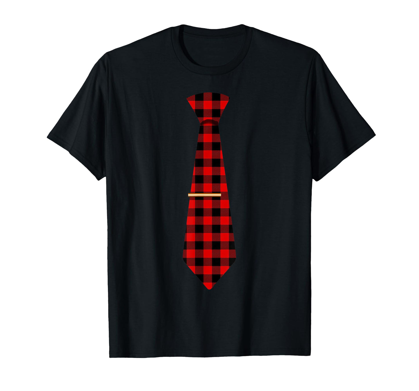 Red Buffalo Plaid Neck Tie Matching Christmas Costume 2021 T-Shirt