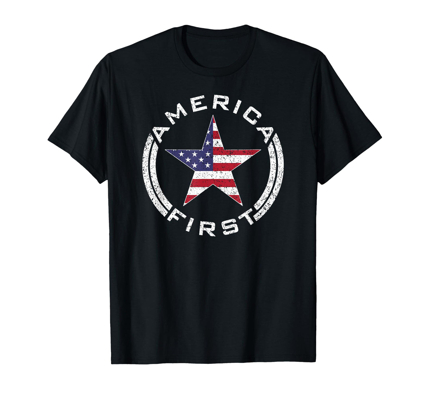 America First USA Flag American Star Roundel Patriot TEE T-Shirt