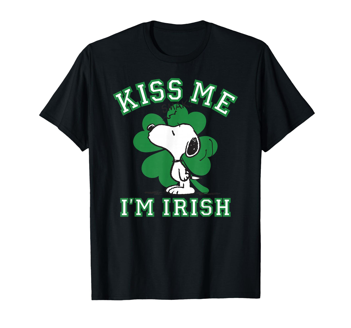 Peanuts Snoopy Kiss Me I'm Irish Clover T-Shirt