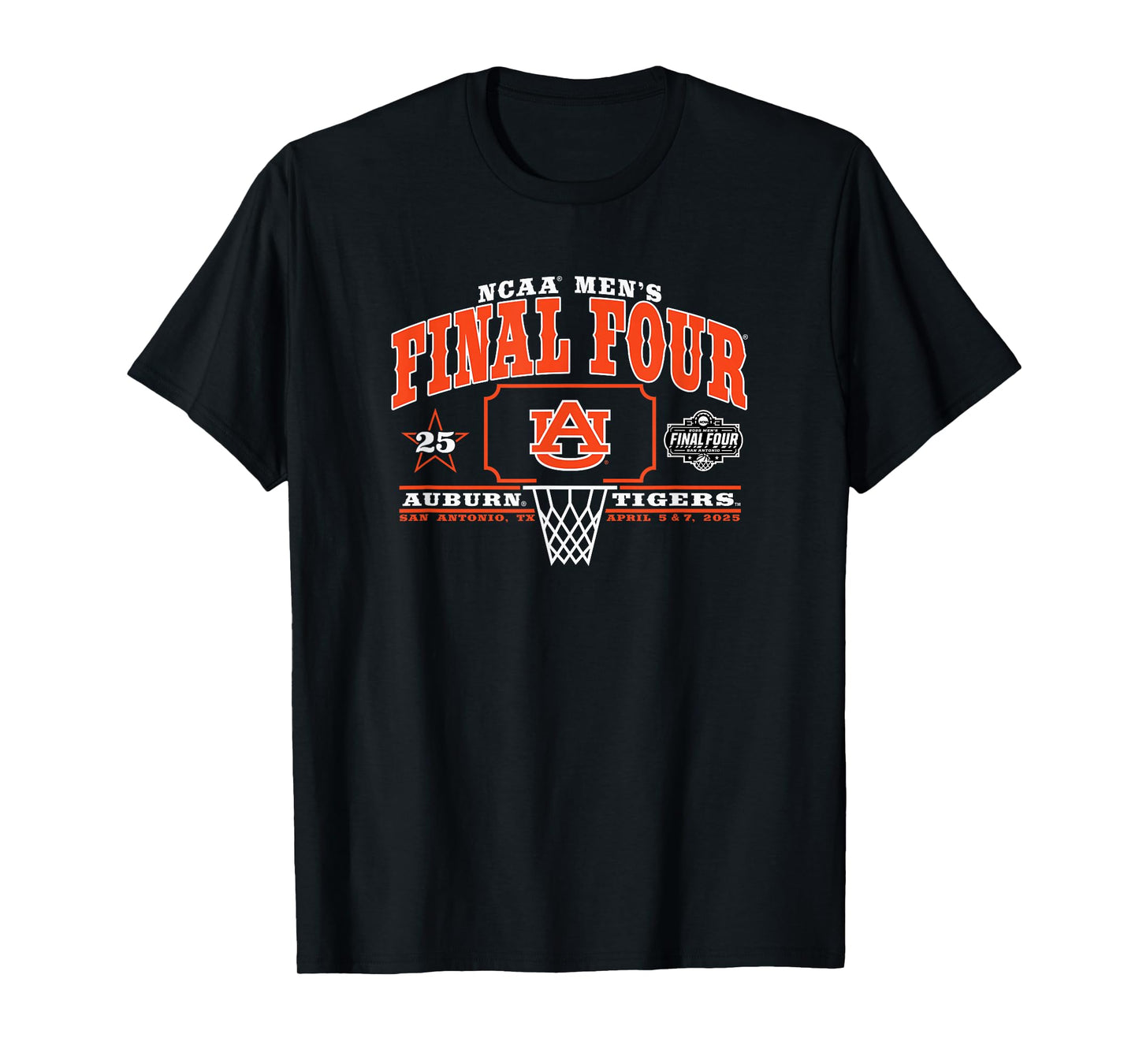 Auburn Tigers Final Four 2025 Men's Basketball Star Navy T-Shirt