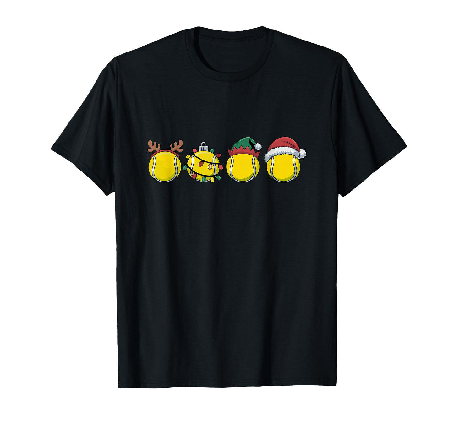 Santa Tennis Ball Christmas Tennis Lover Tennis Player Xmas T-Shirt