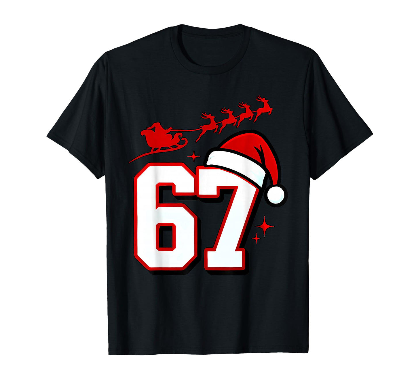 Funny Six Seven 67 Meme 6 7 Elf Santa Christmas Pajamas Kids T-Shirt