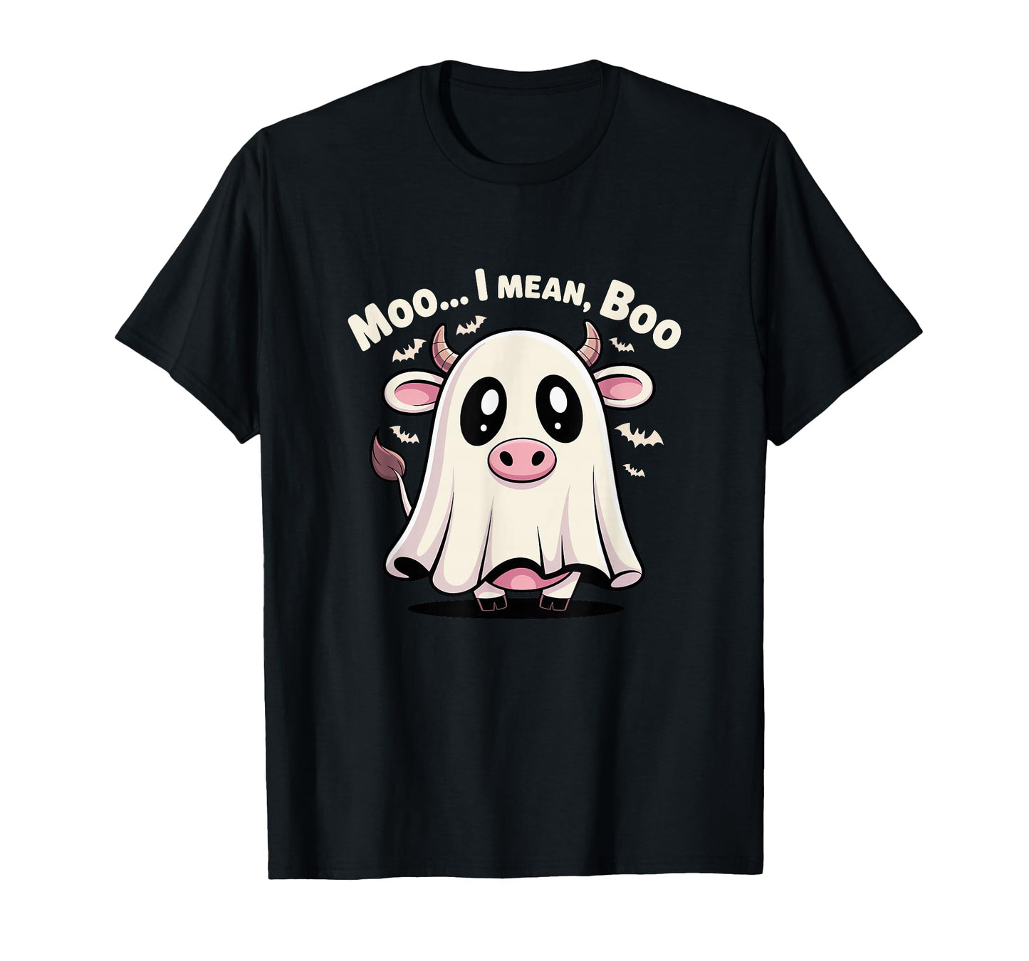 Cute Cow Ghost Halloween Pun Moo I Mean Boo Funny T-Shirt