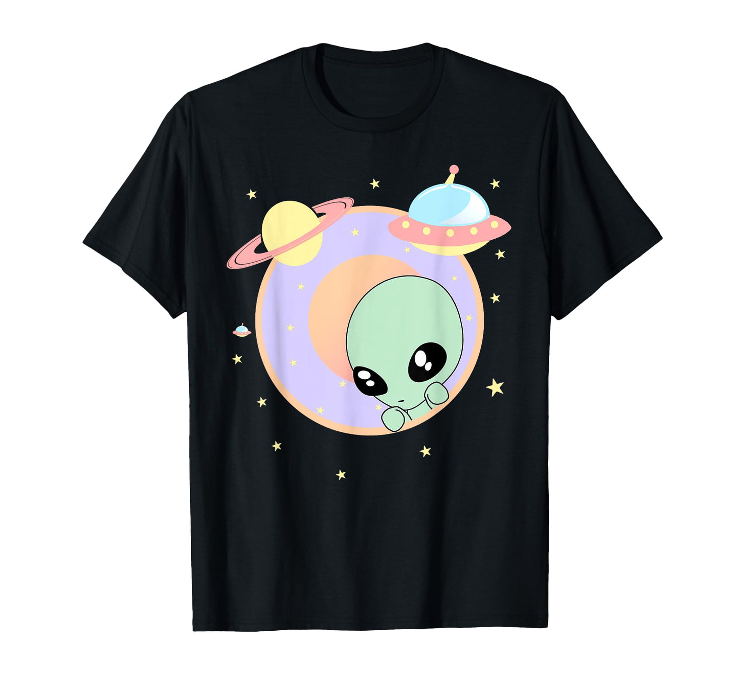 Chibi Alien Kawaii Pastel Cute Green Man Tee Space UFO T-Shirt