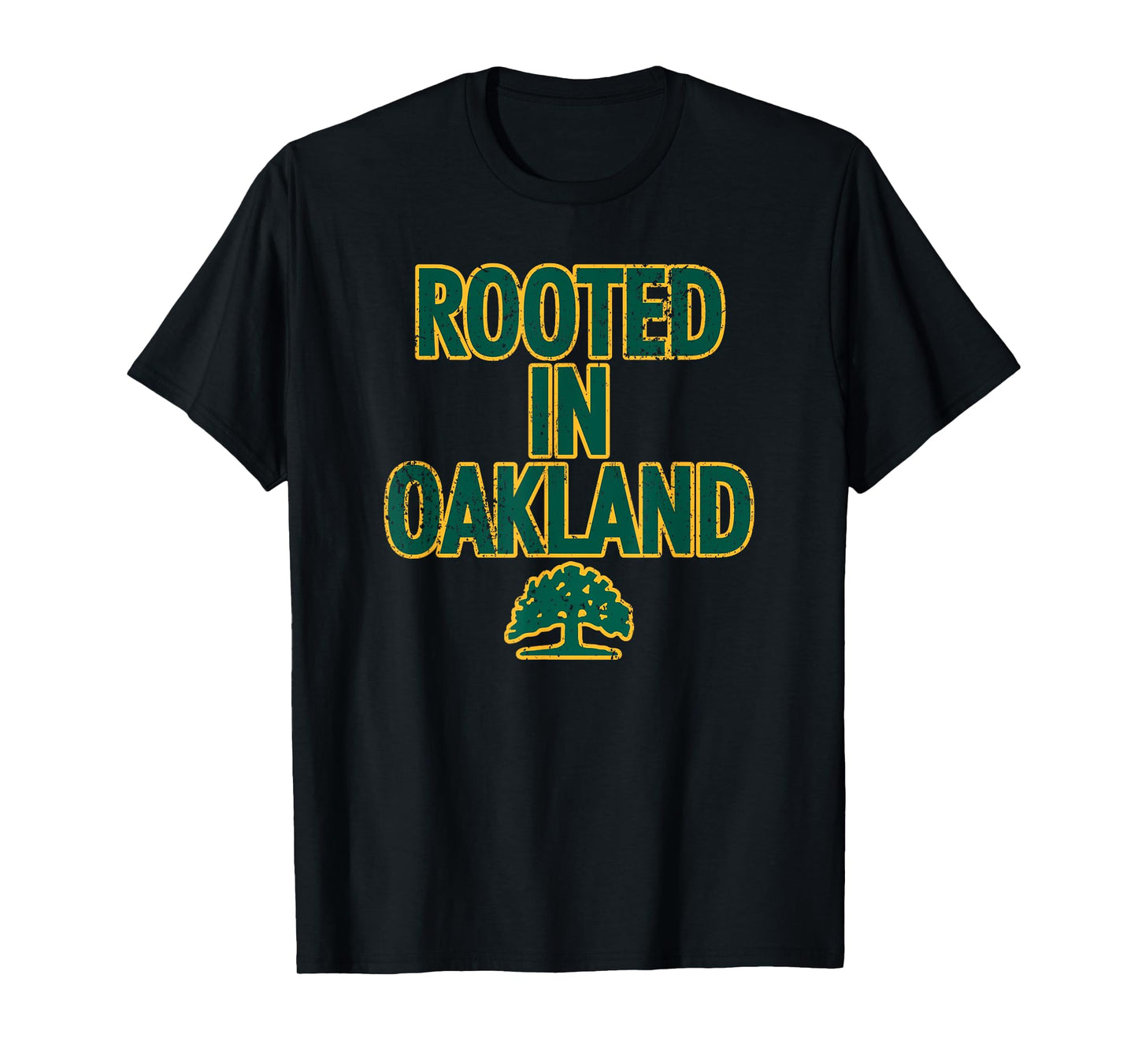 1852 OAK Oakland Tree T-Shirt - Unisex Adults, Kids - Black - Short Sleeve - Crew Neck - Classic Fit - Polyester - Machine Wash