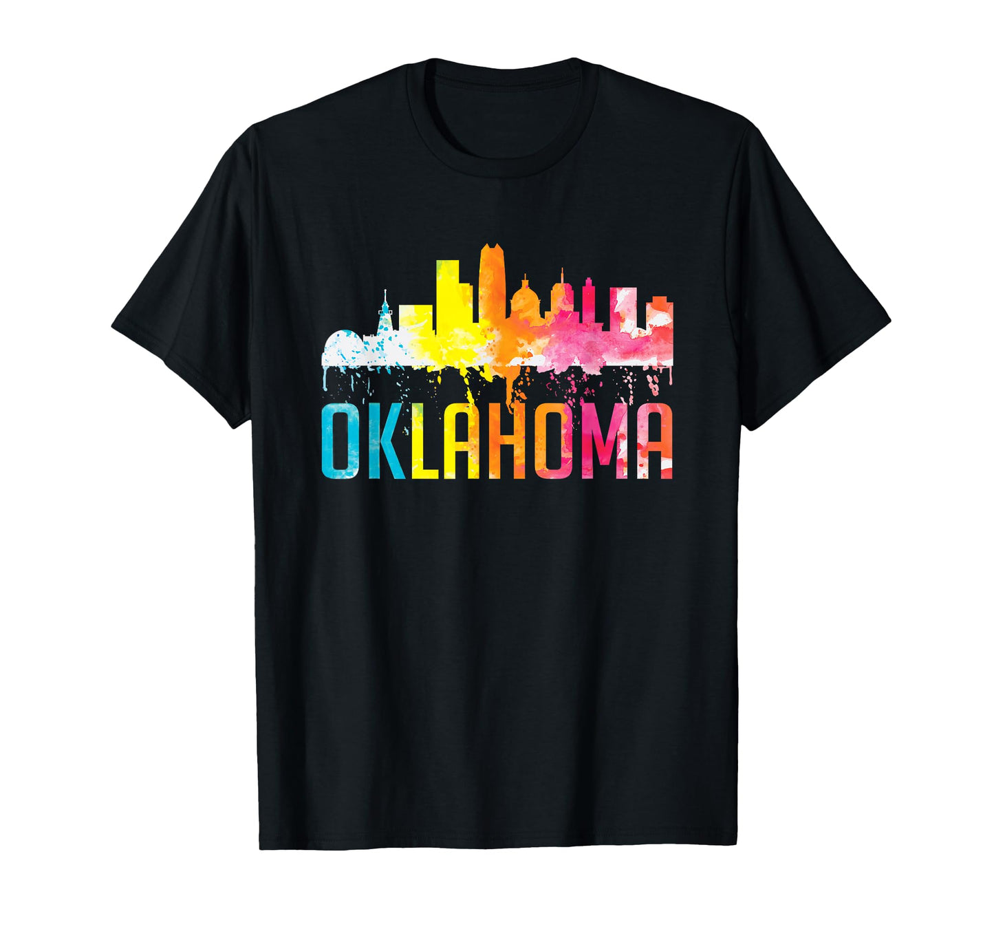 Oklahoma City OK Retro Watercolor Skyline Art Souvenir Gift T-Shirt