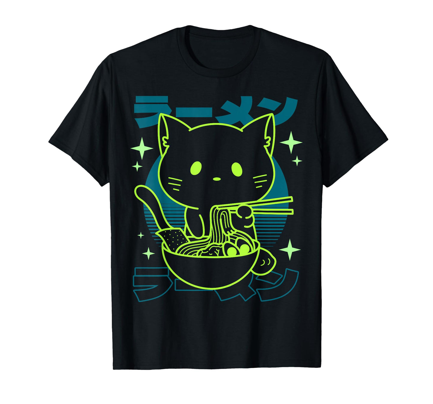 Anime Ramen Cat Japanese Retro Noodles Aesthetic Kawaii Cat T-Shirt