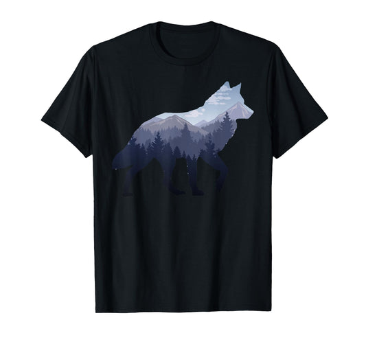 Lone Wolf Survives The Mountain Silhouette Art T-Shirt T-Shirt