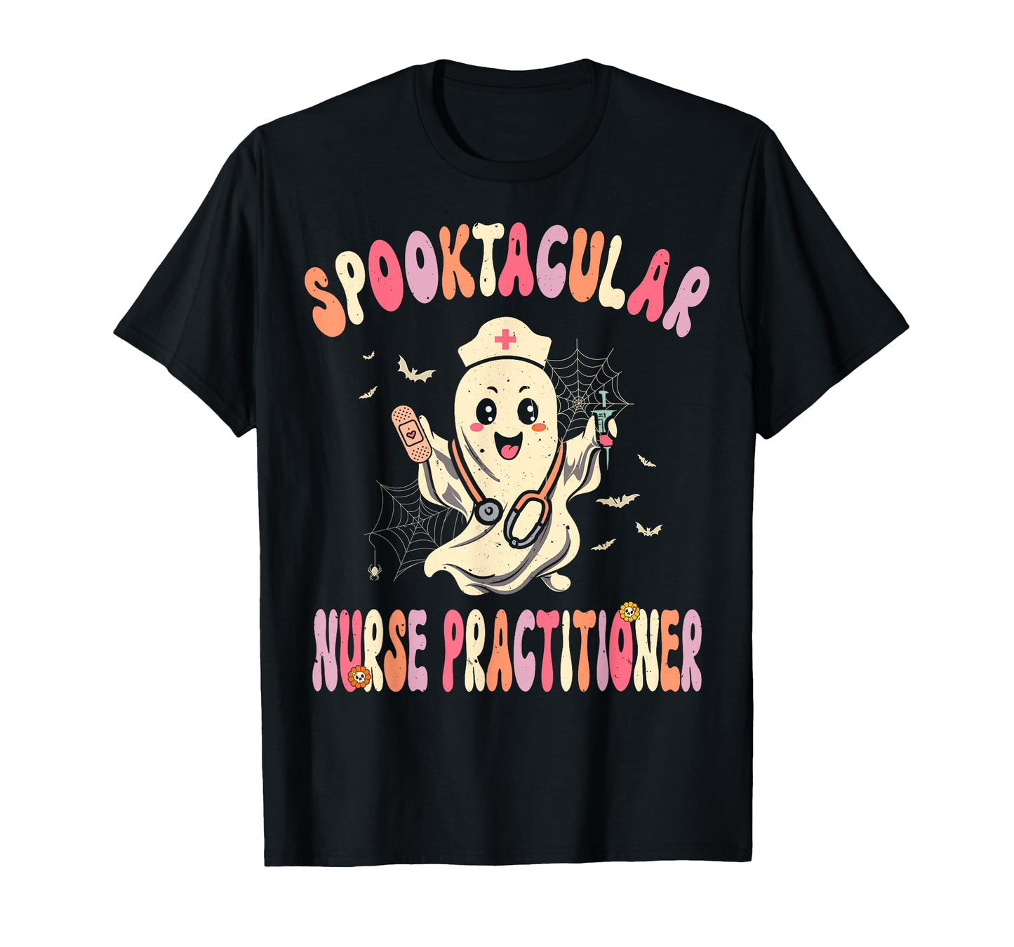 Spooktacular Nurse Practitioner Retro Halloween Ghost Nurse T-Shirt