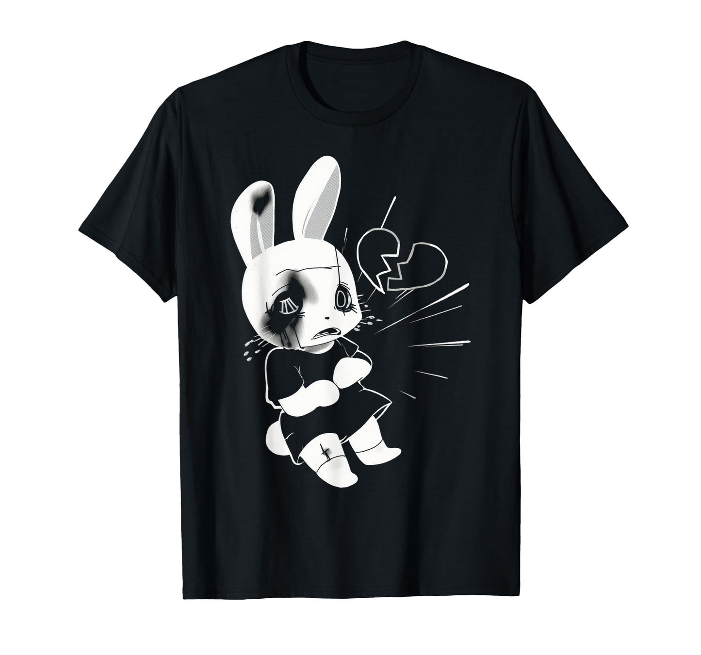 Sad Broken Heart Punk Goth Grunge Anime Bunny Rabbit T-Shirt