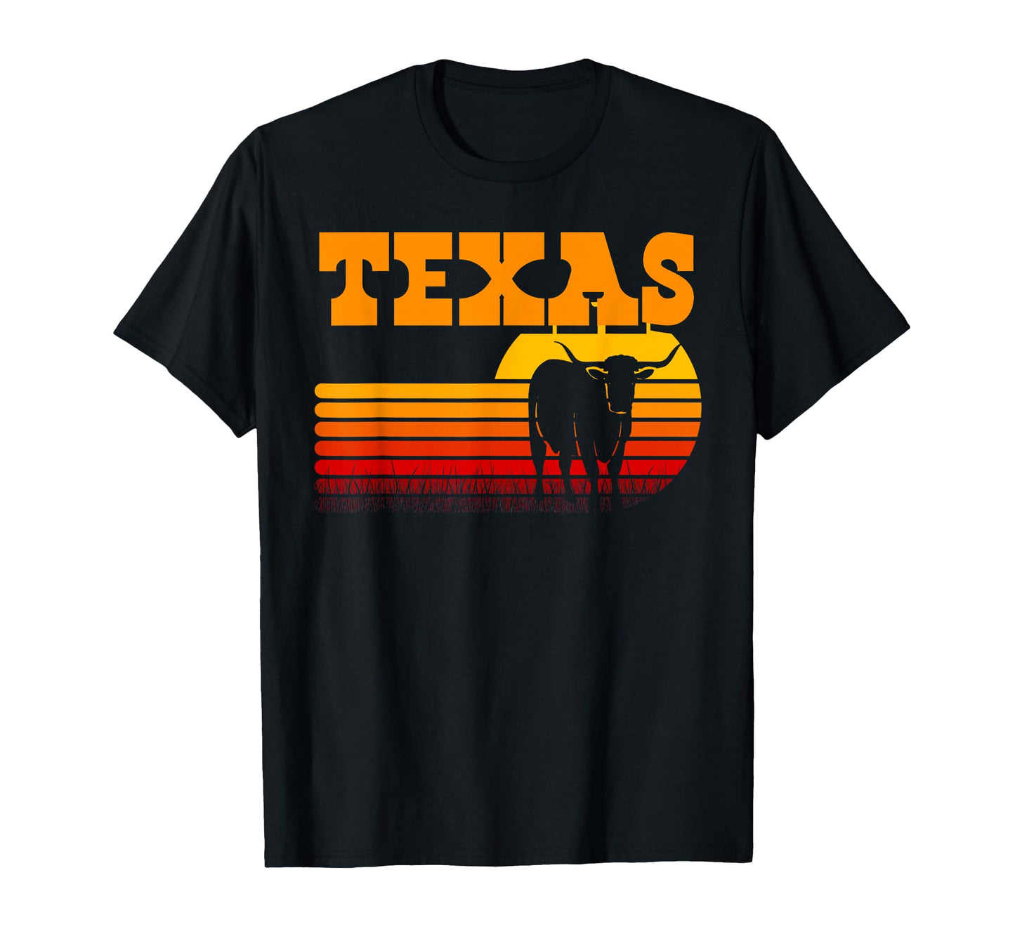 Texas Longhorn Shirts for Men Vintage Retro Sunset Texas T-Shirt