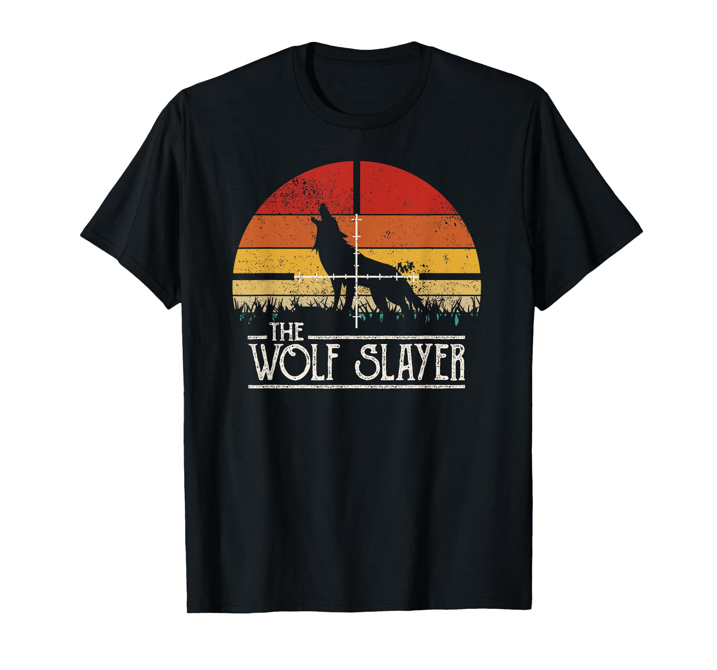 Vintage Sunset Retro Style Wolf Hunting Wolf Slayer T-Shirt