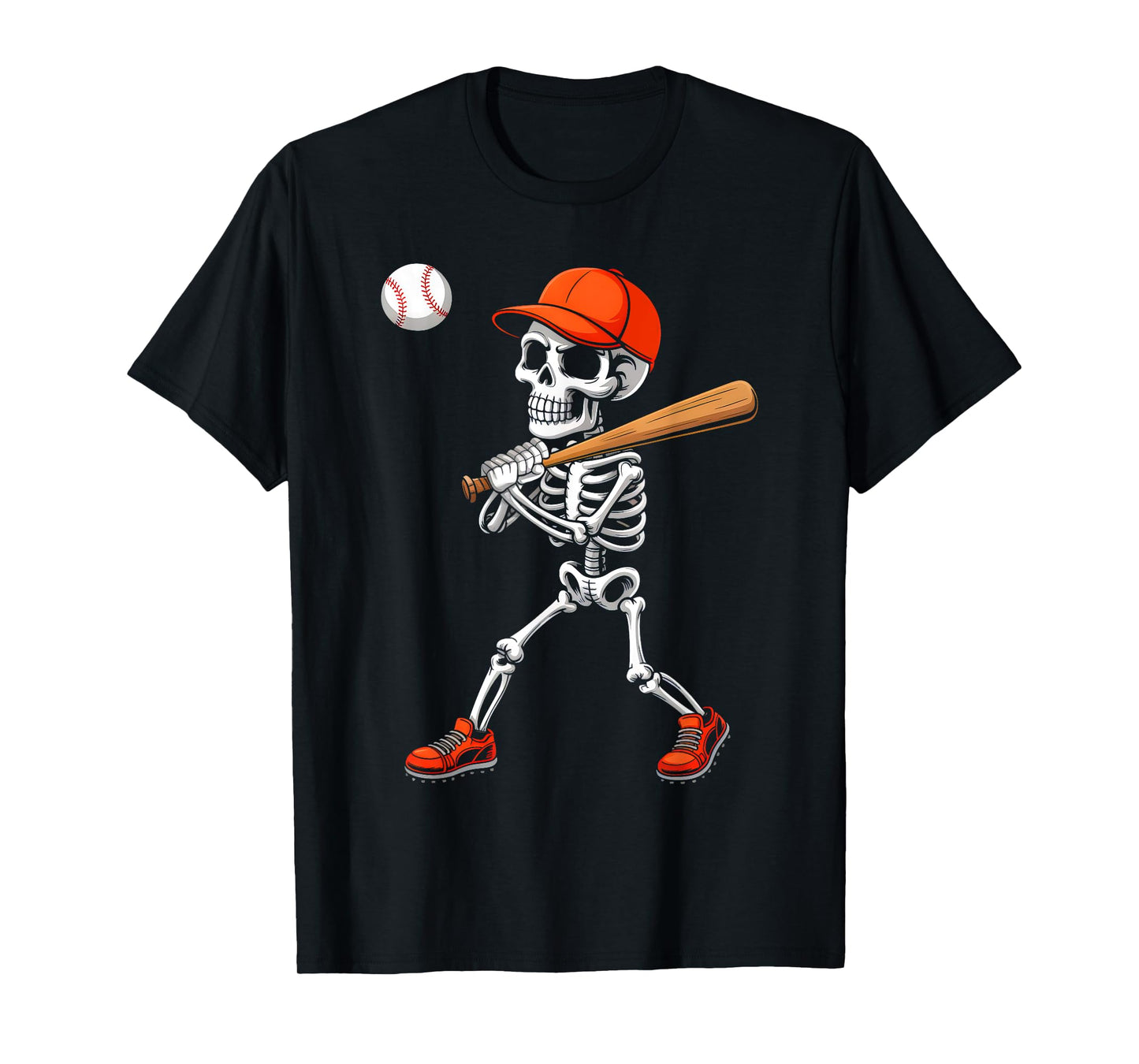 Funny Skeleton Baseball Halloween Costume Men Boys Kids T-Shirt