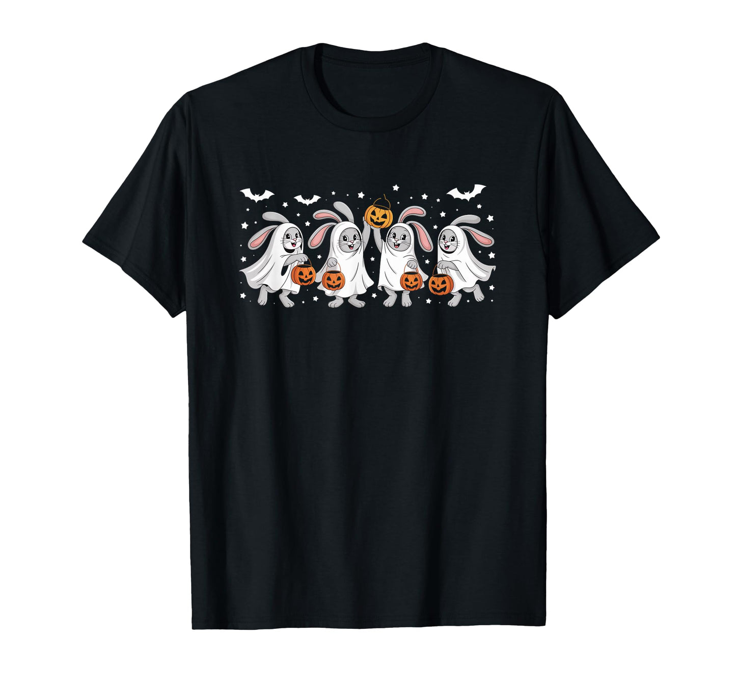 Halloween Bunny Rabbit Ghosts Pumpkin Trick or Treat Buckets T-Shirt