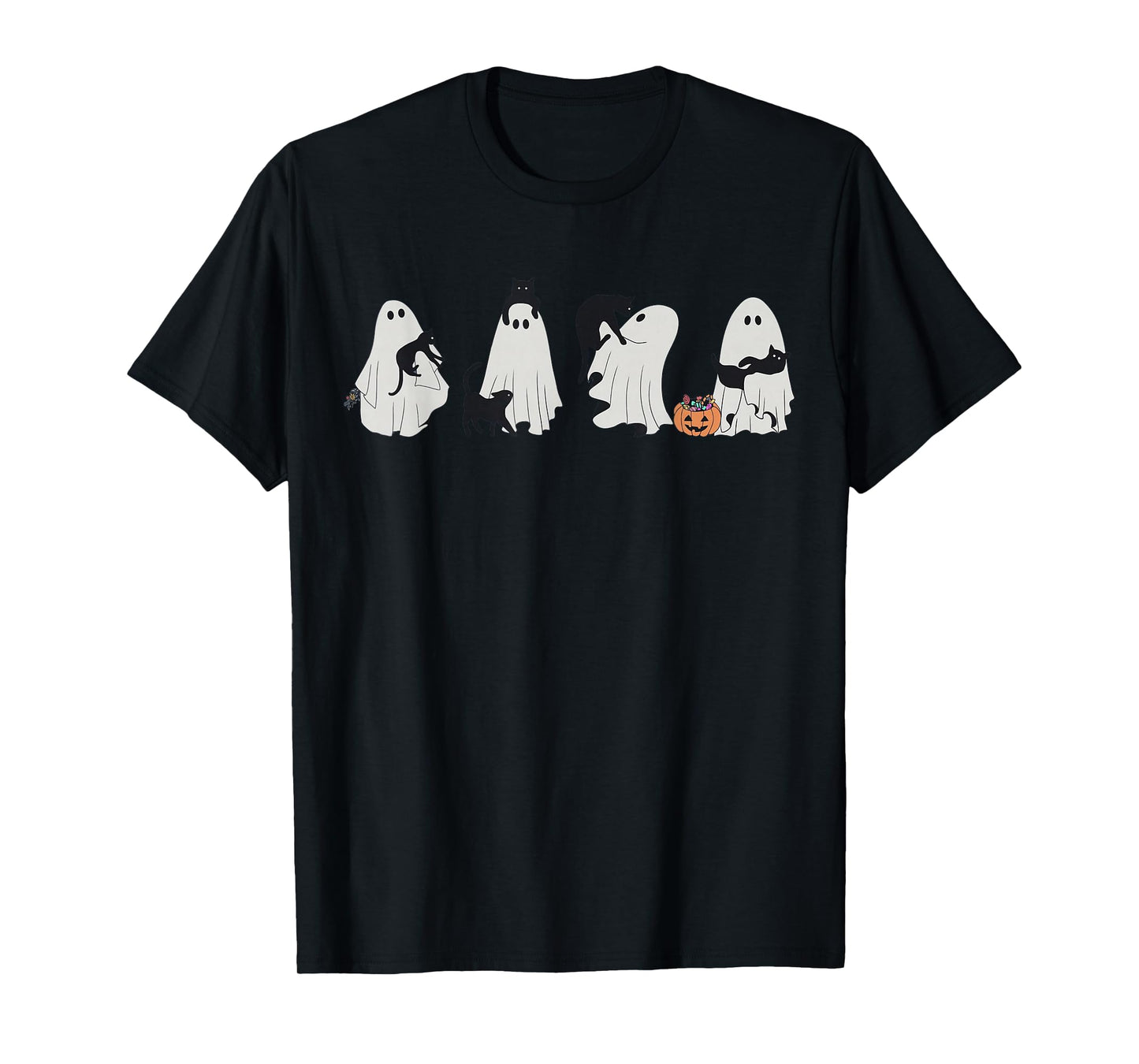 Halloween Black Cat & Ghosts T-Shirt
