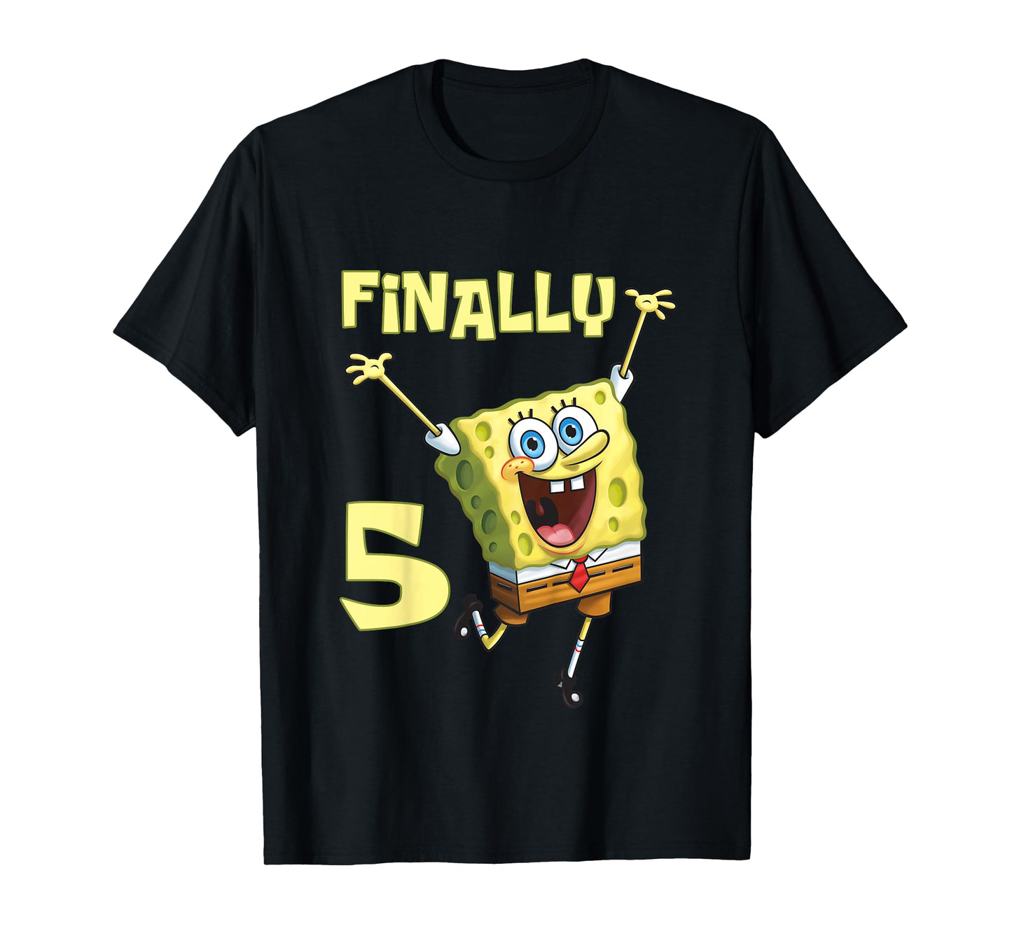 Mademark x SpongeBob SquarePants - Kids Original SpongeBob Square Pants - 5th Birthday. Finally 5. T-Shirt