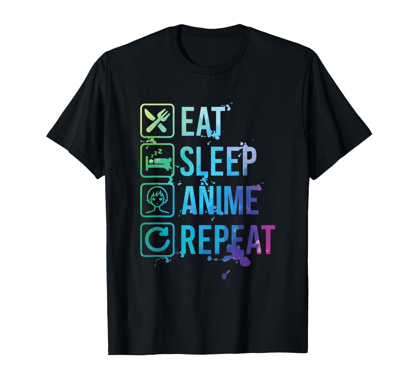 Anime Eat Sleep Repeat Watercolor Gift T-Shirt