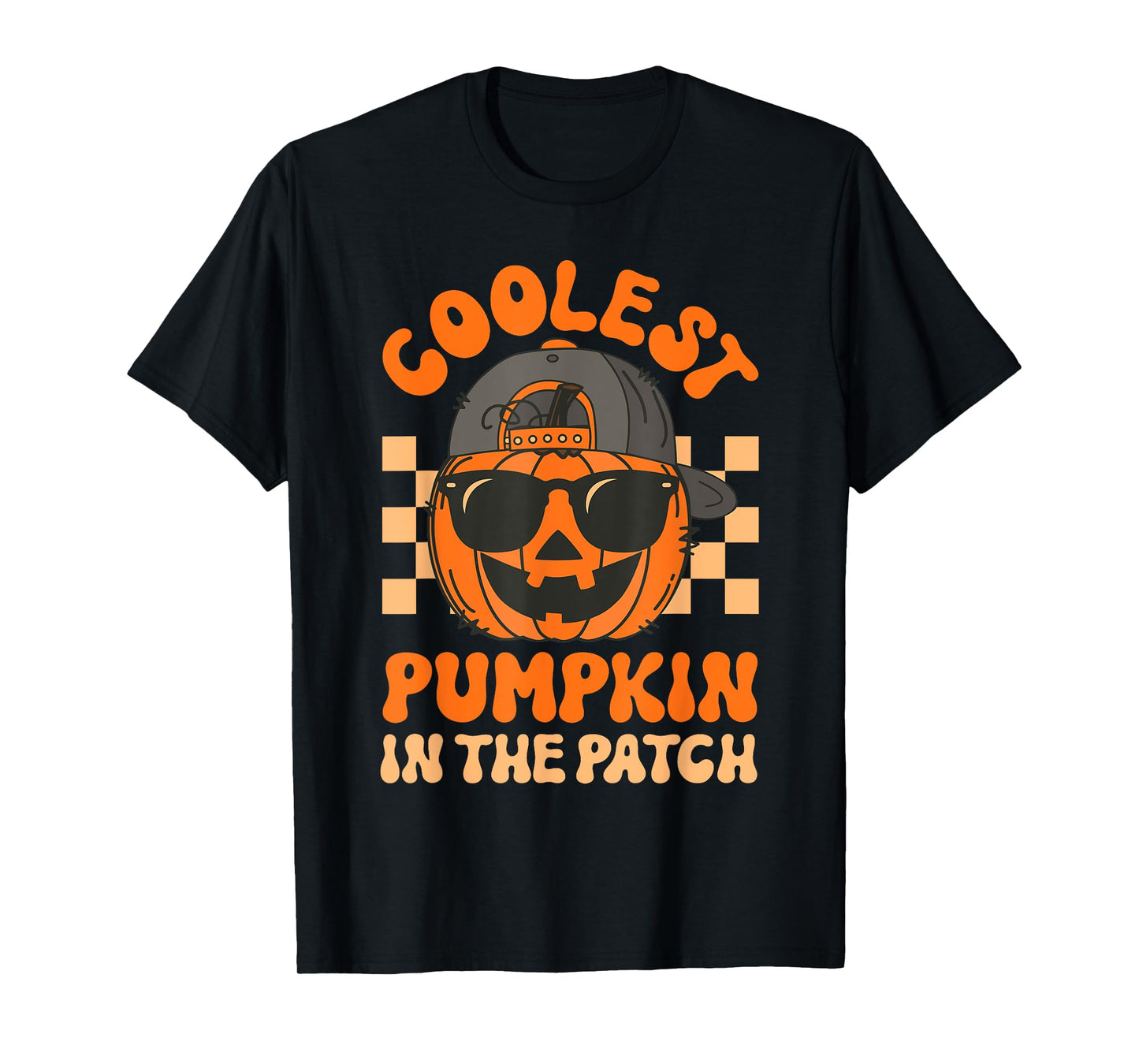 Groovy Coolest Pumpkin In The Patch Halloween For Boys Kids T-Shirt