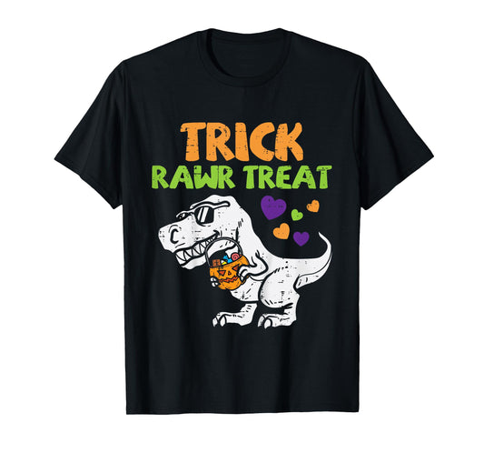 Kids Trick Rawr Treat Dinosaur Trex Toddler Boys Halloween Kids T-Shirt