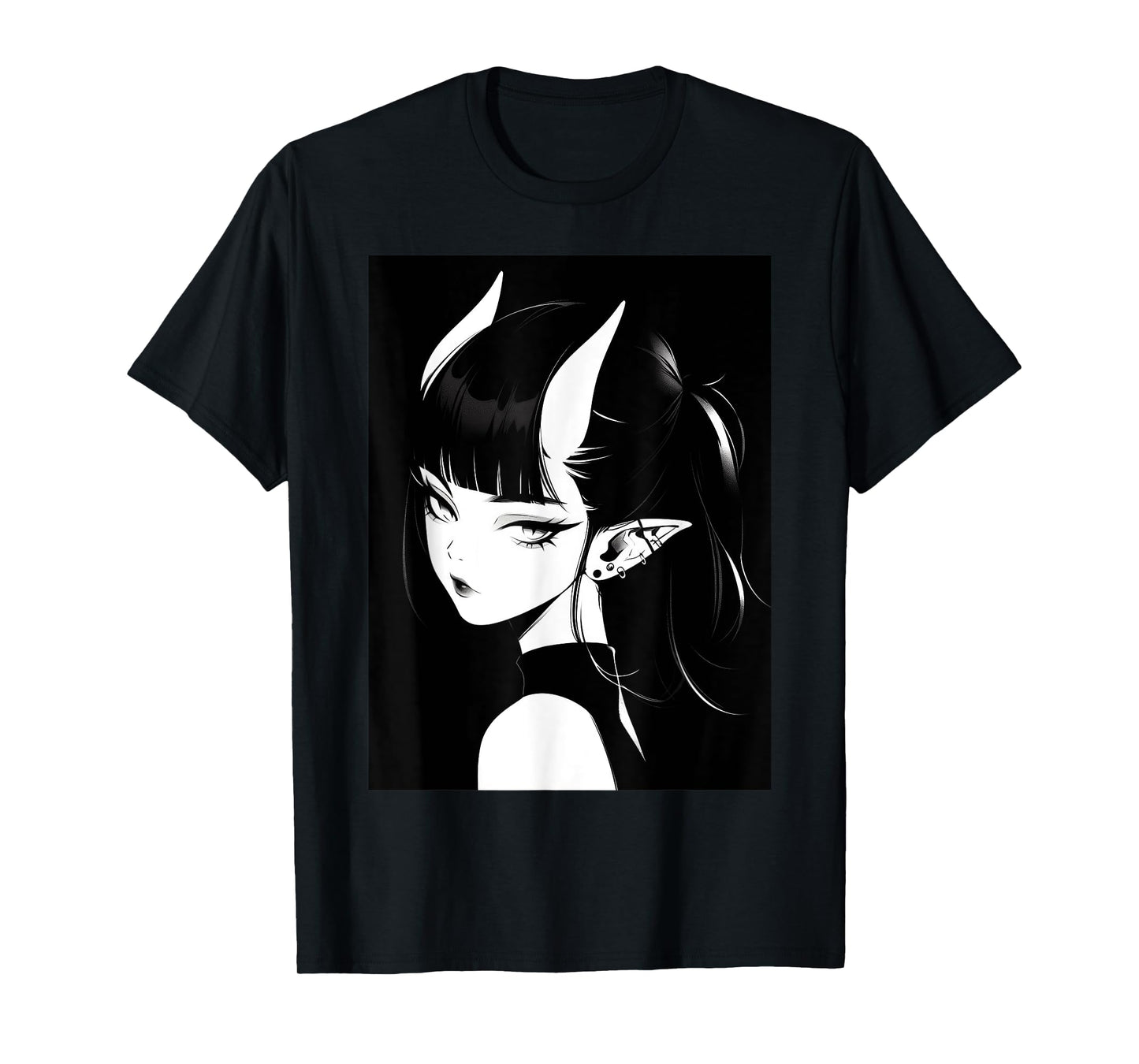 Anime Girl Horns Soft Grunge Waifu Gothic Girl T-Shirt