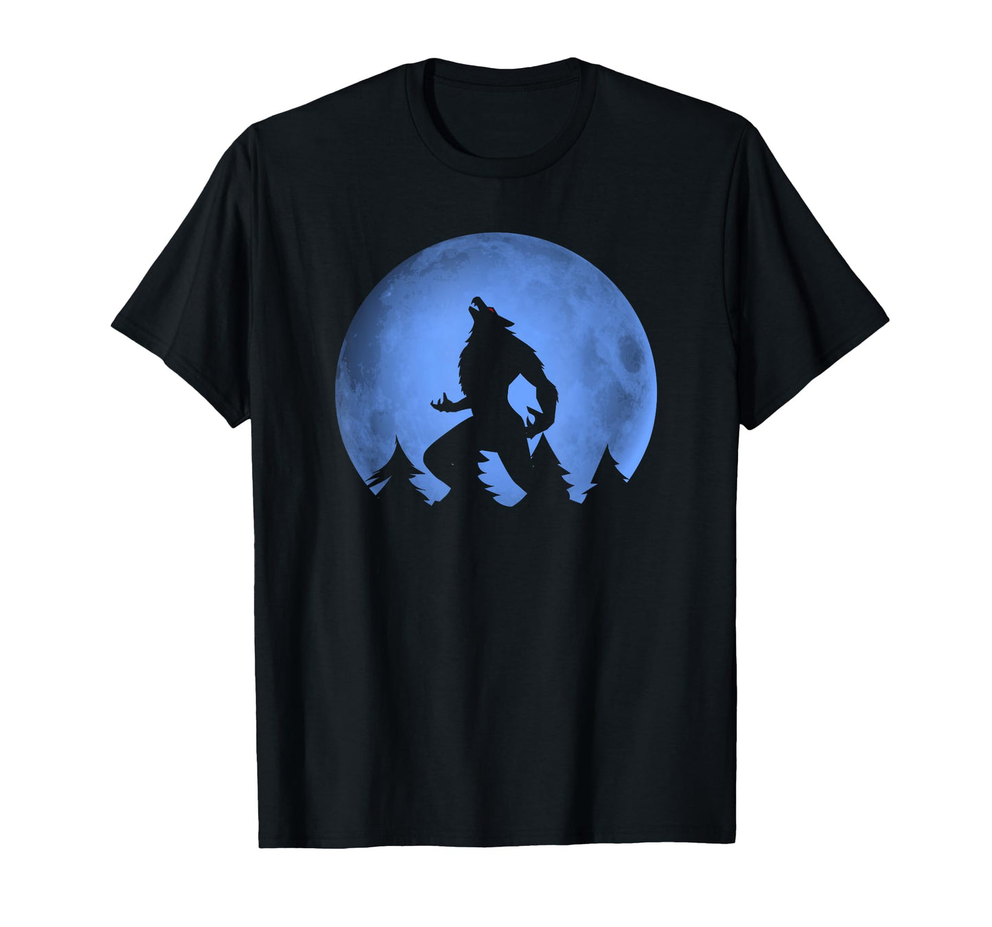 Wolf Halloween Costume Werewolf Blue Moon Scary For Men Boys T-Shirt
