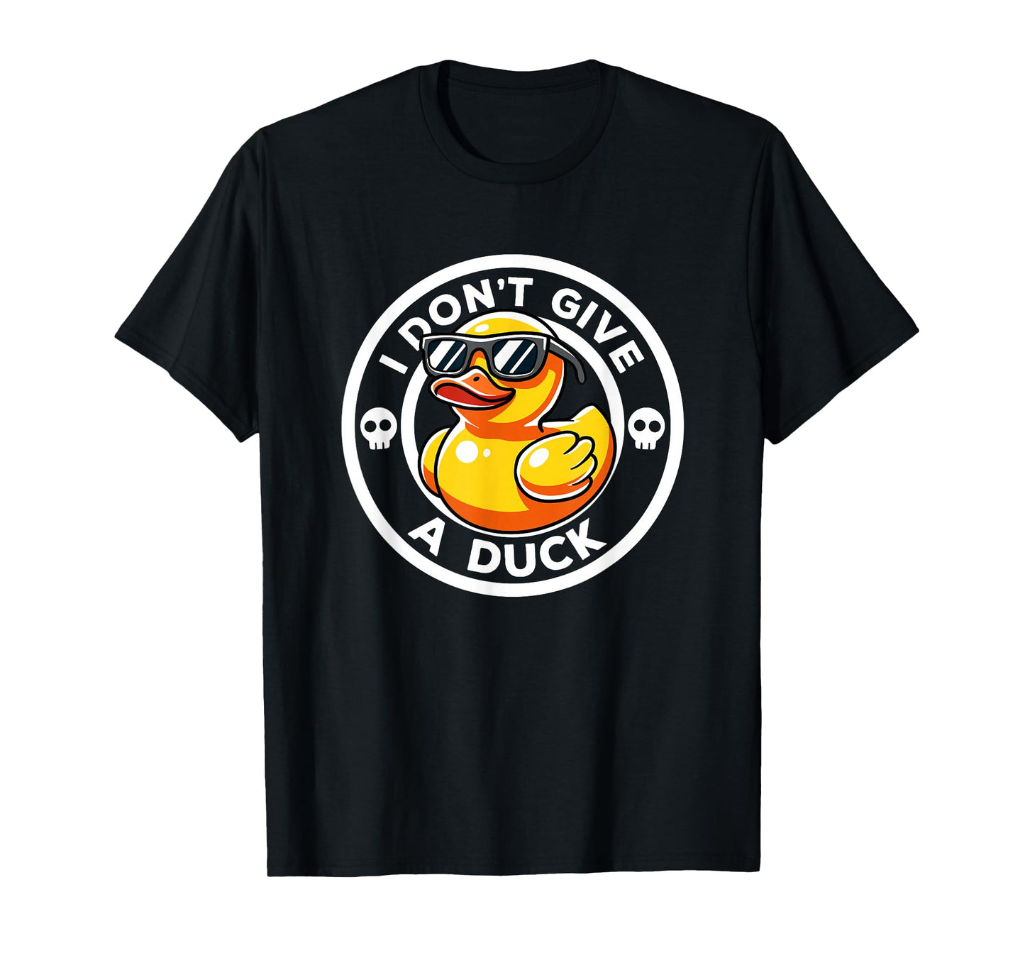 I Don't Give A Duck Irony And Sarcasm Yellow Duck Unisex-Adults T-Shirt, Black, Small, Short Sleeve, Humorous-Duck-Themed, Christmas, Winter