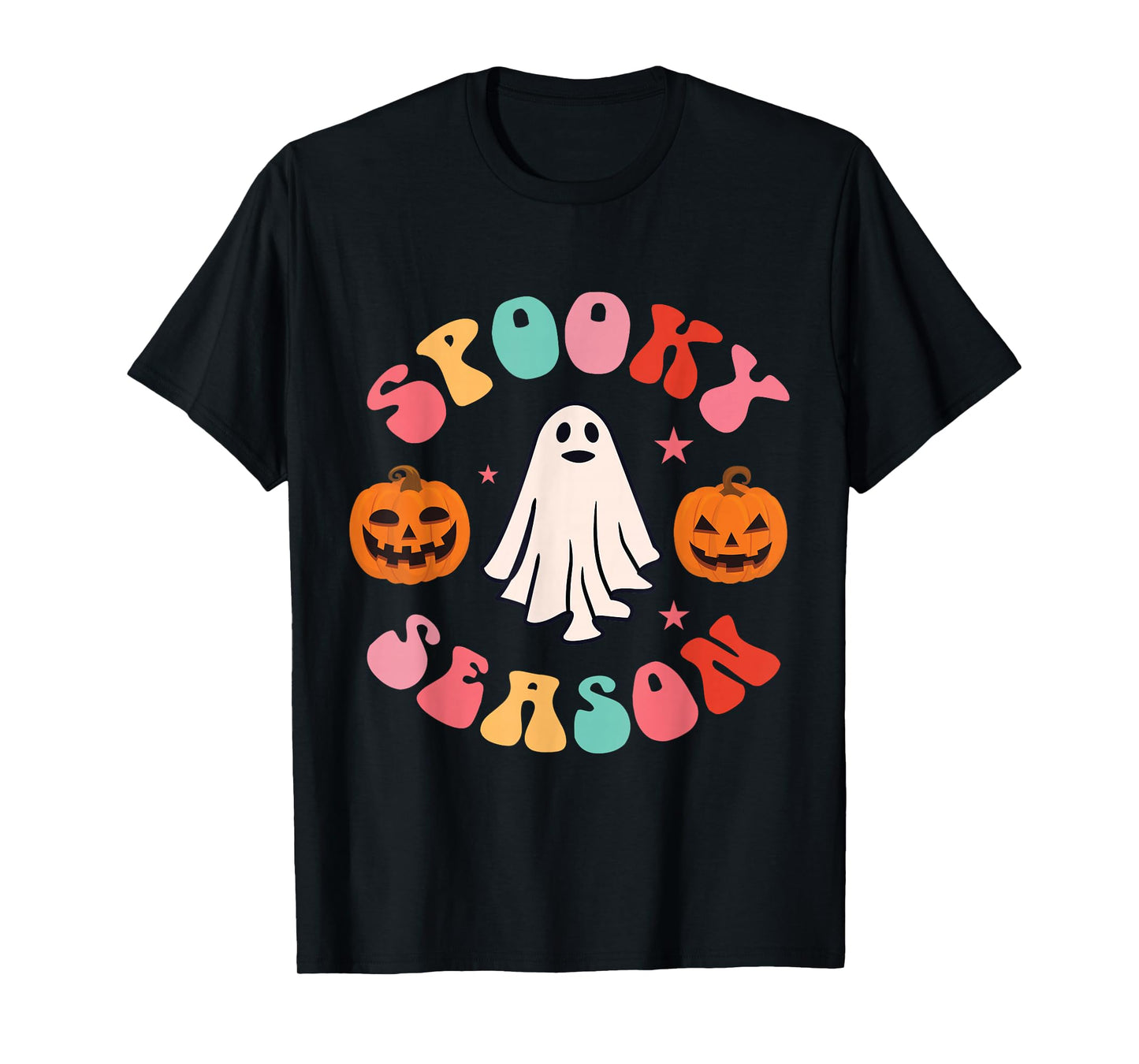 Retro Halloween Cute Ghost Spooky Season Funny T-Shirt