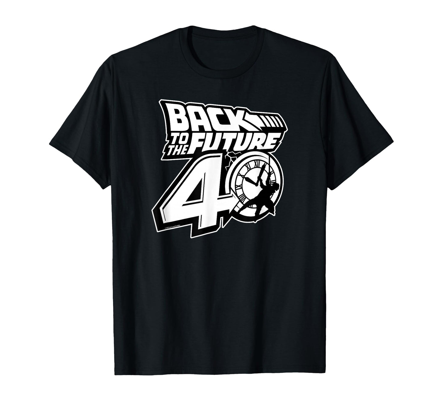 Back to The Future 40th Anniversary Logo Black and White T-Shirt
