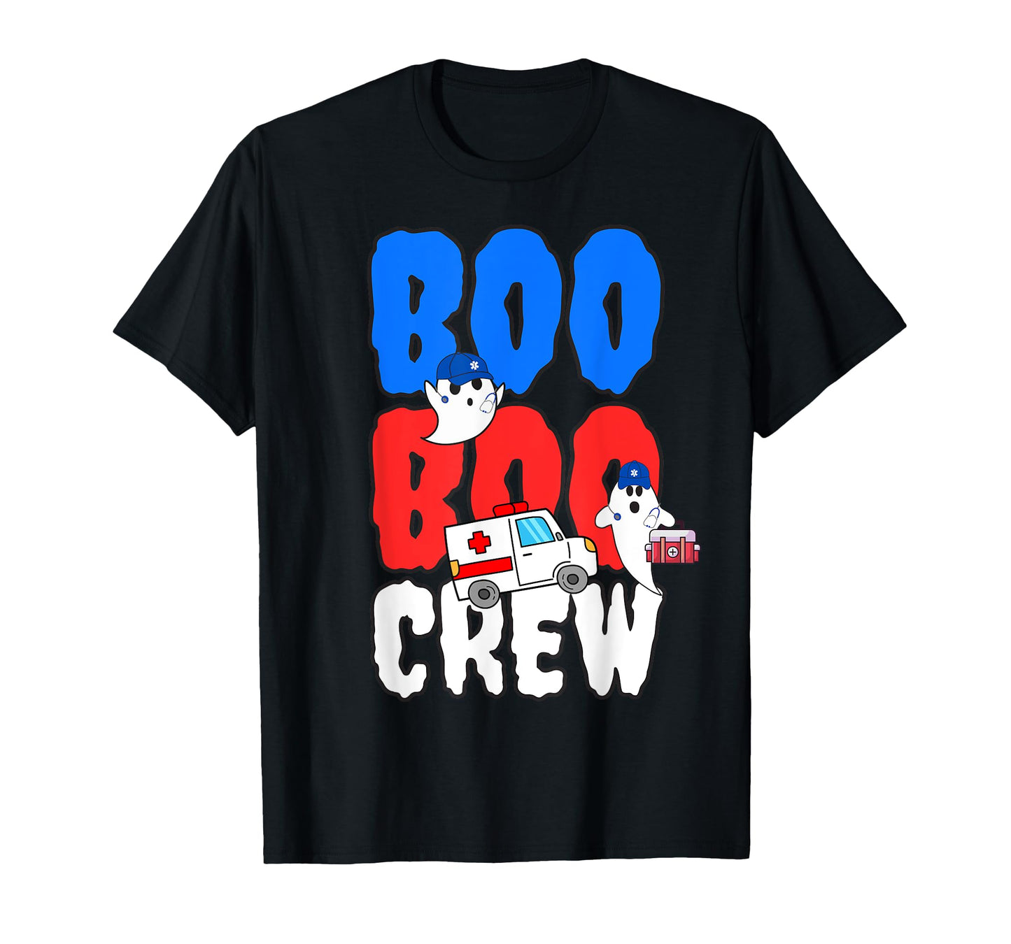EMT Paramedic EMS Boo Boo Crew Ambulance Ghost Halloween T-Shirt