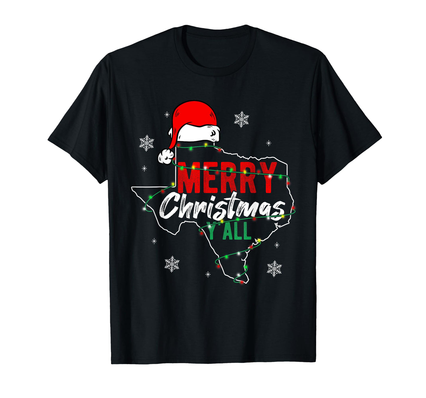 Merry Christmas Y'All Texas State Holiday Santa Claus Texas T-Shirt