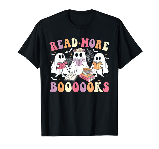 Cute Ghost Book Read More Books Funny Teachers Halloween T-Shirt