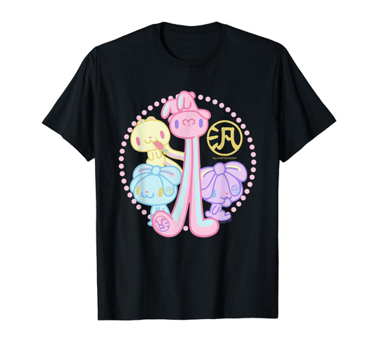 All Purpose Bunny Hanyo Usagi Pink Blue Purple & Yellow T-Shirt