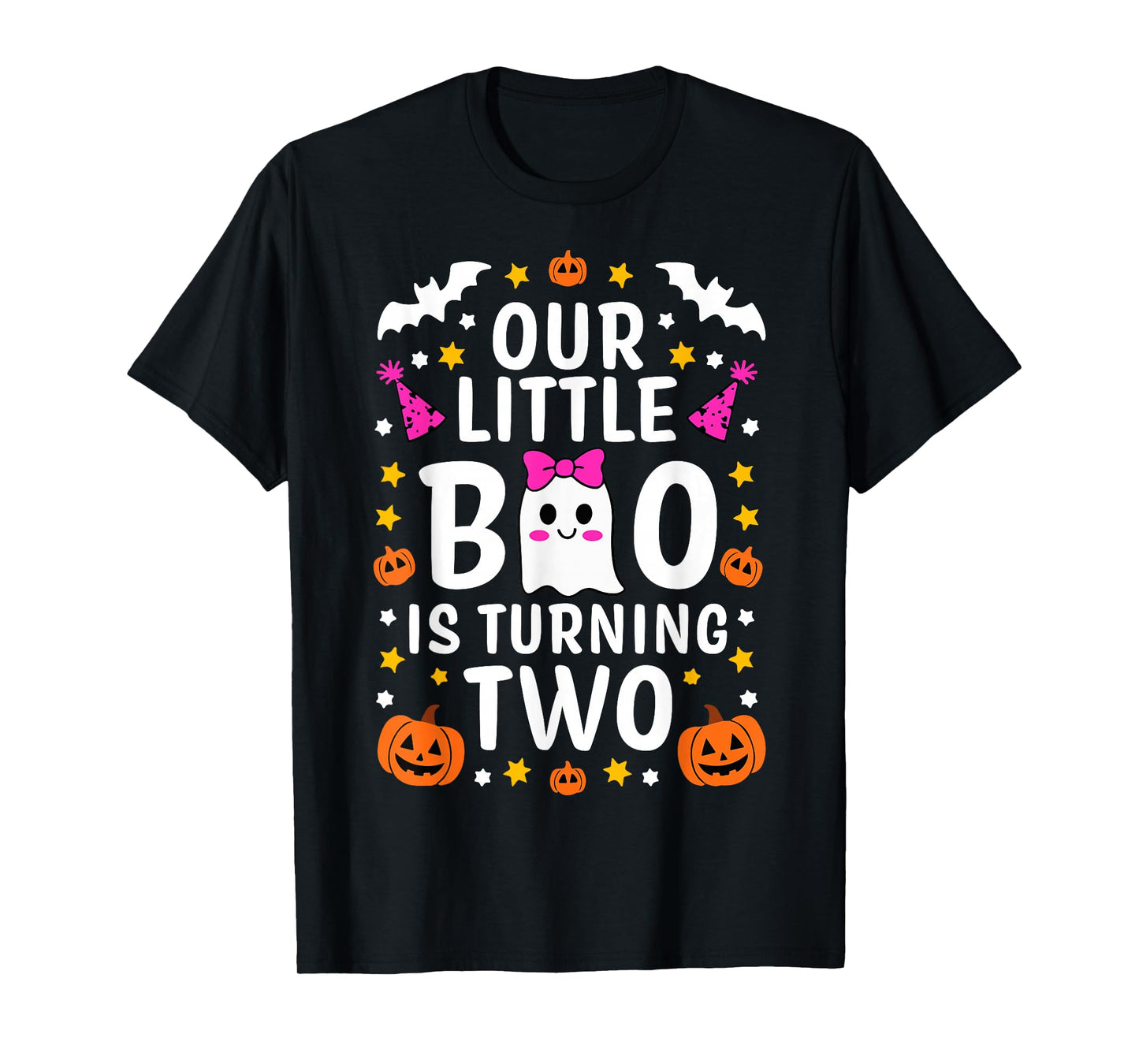 Our Little Boo Is Turning Two Yr 2nd Birthday Girl Halloween T-Shirt