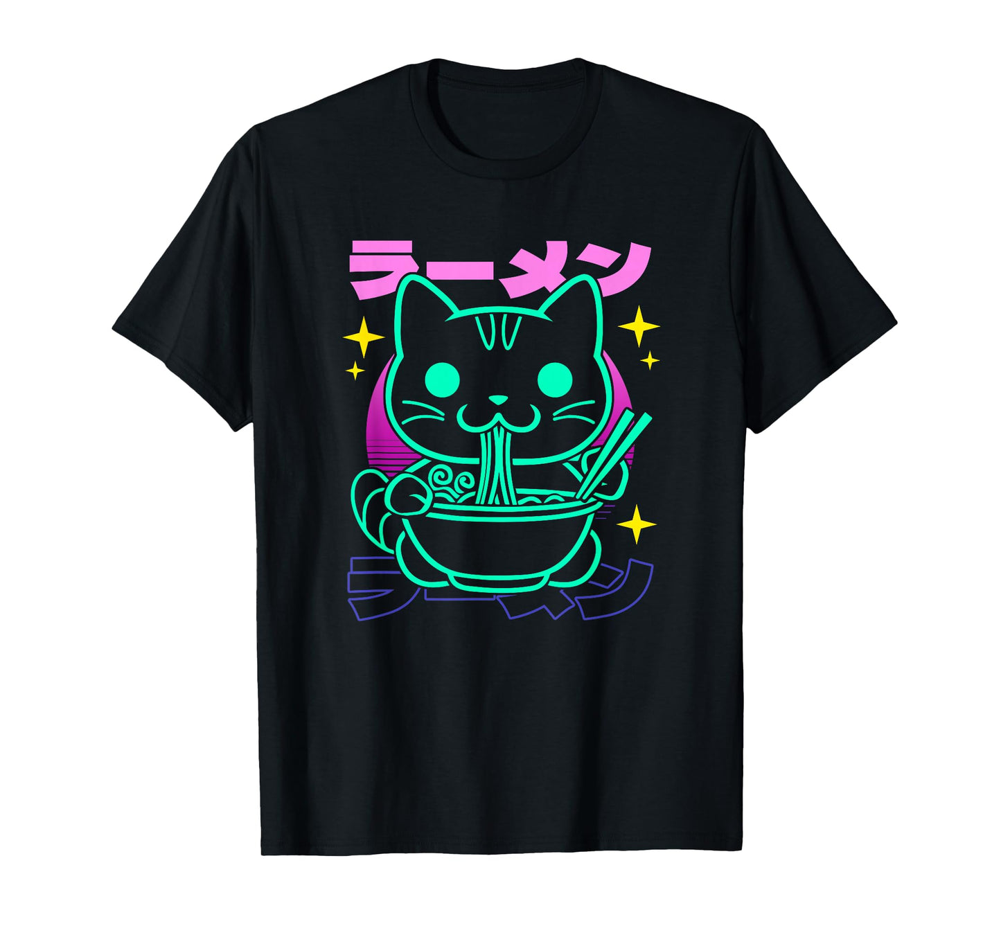 Retro Kawaii Ramen Cat T-Shirt