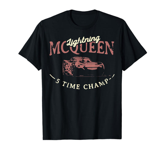 Disney Pixar Cars 3 Lightning McQueen Vintage 5 Time Champ T-Shirt