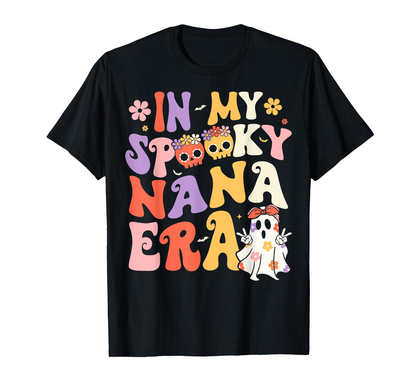 In My Spooky Nana Era Groovy Ghost Halloween Grandma T-Shirt
