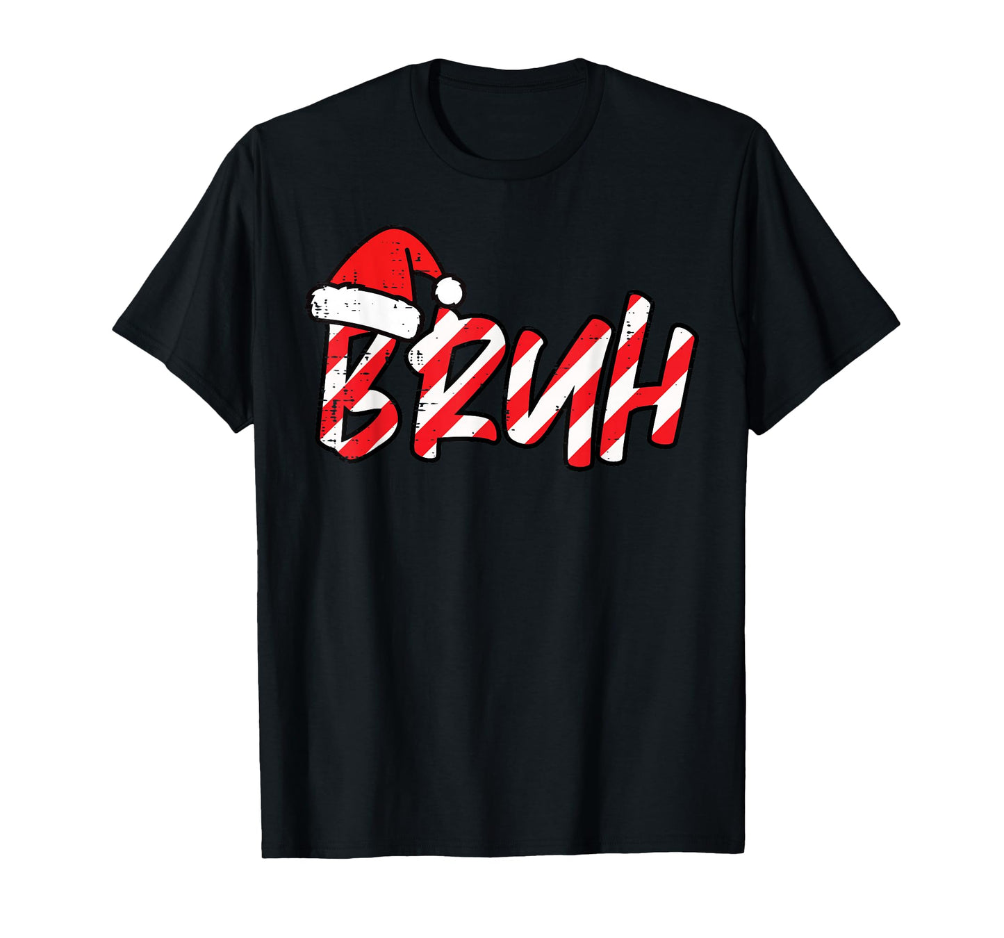 Christmas Bruh Candy Cane Santa Hat Xmas Meme Men Women Kids T-Shirt