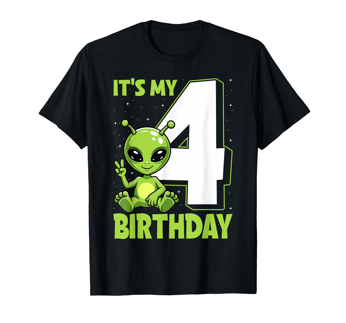 Kids Alien 4 Years Old Boy Girls 4th Birthday T-Shirt