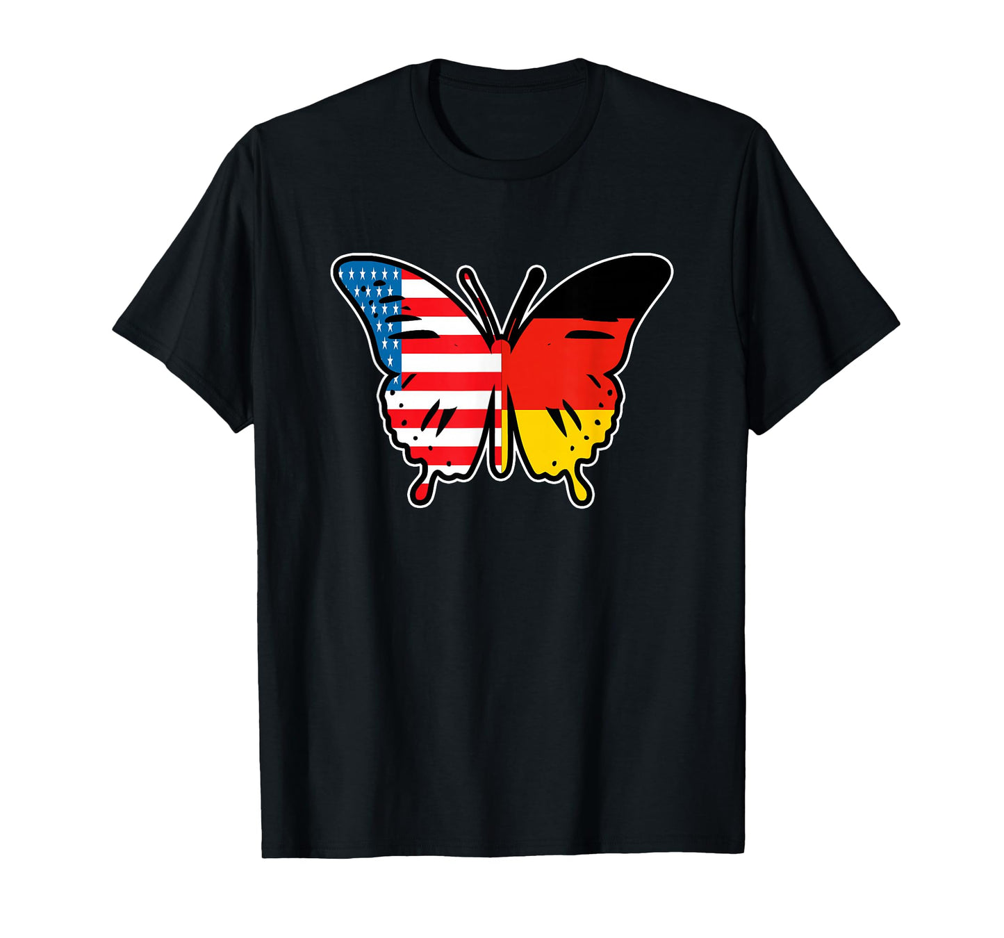 Half German And American Germany Usa Flag Butterfly Girl T-Shirt
