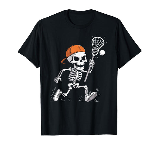 Skeleton Lacrosse Halloween Costume Funny Men Boys Kids T-Shirt