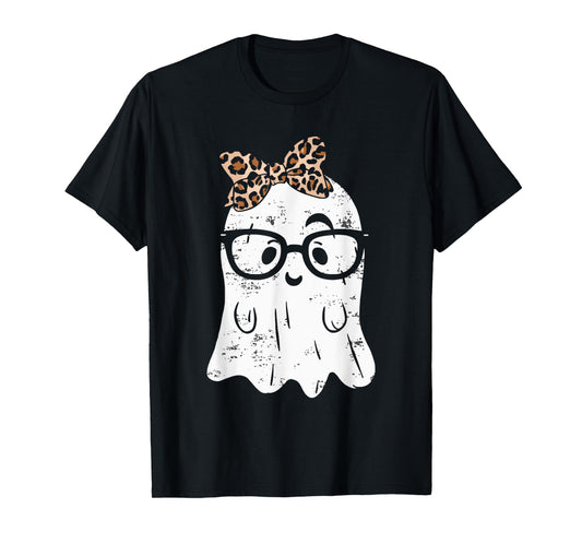 Ghost Eyeglass Girl Halloween Girly Ghost T-Shirt